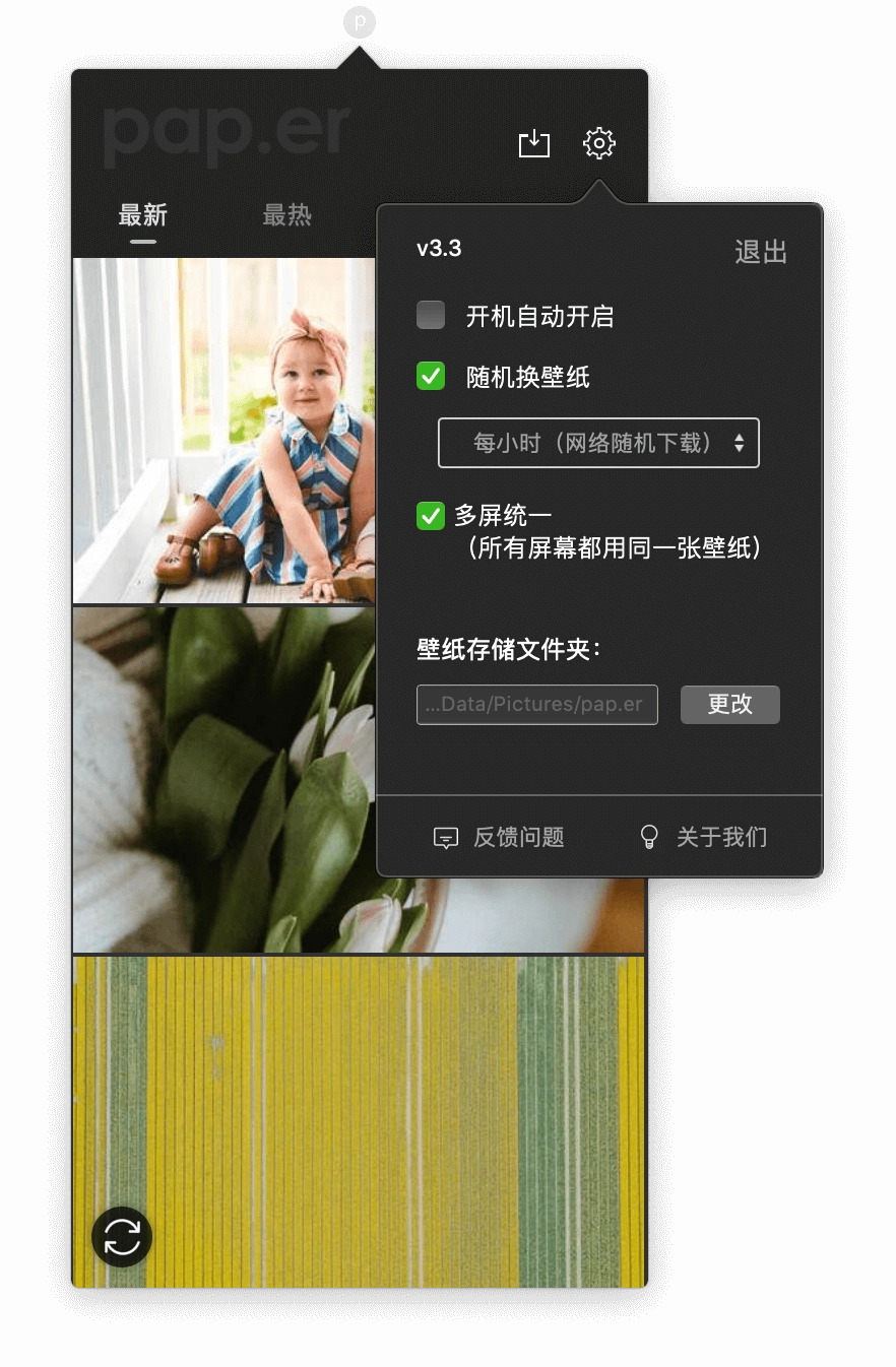 Paper 设置界面